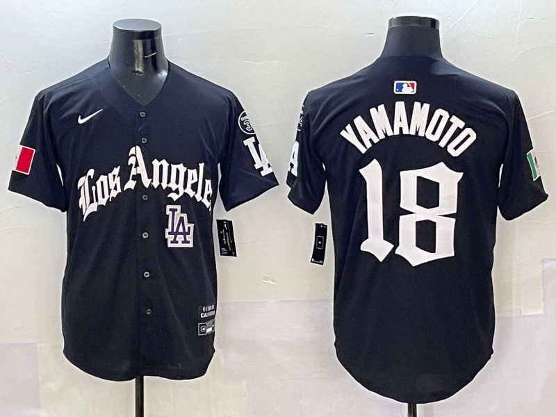 Men Los Angeles Dodgers #18 Yamamoto Black Five generations Joint Name 2025 Nike MLB Jersey style 11->los angeles dodgers->MLB Jersey